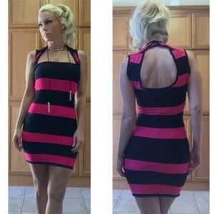 NWOT, Guess striped pink and black dress